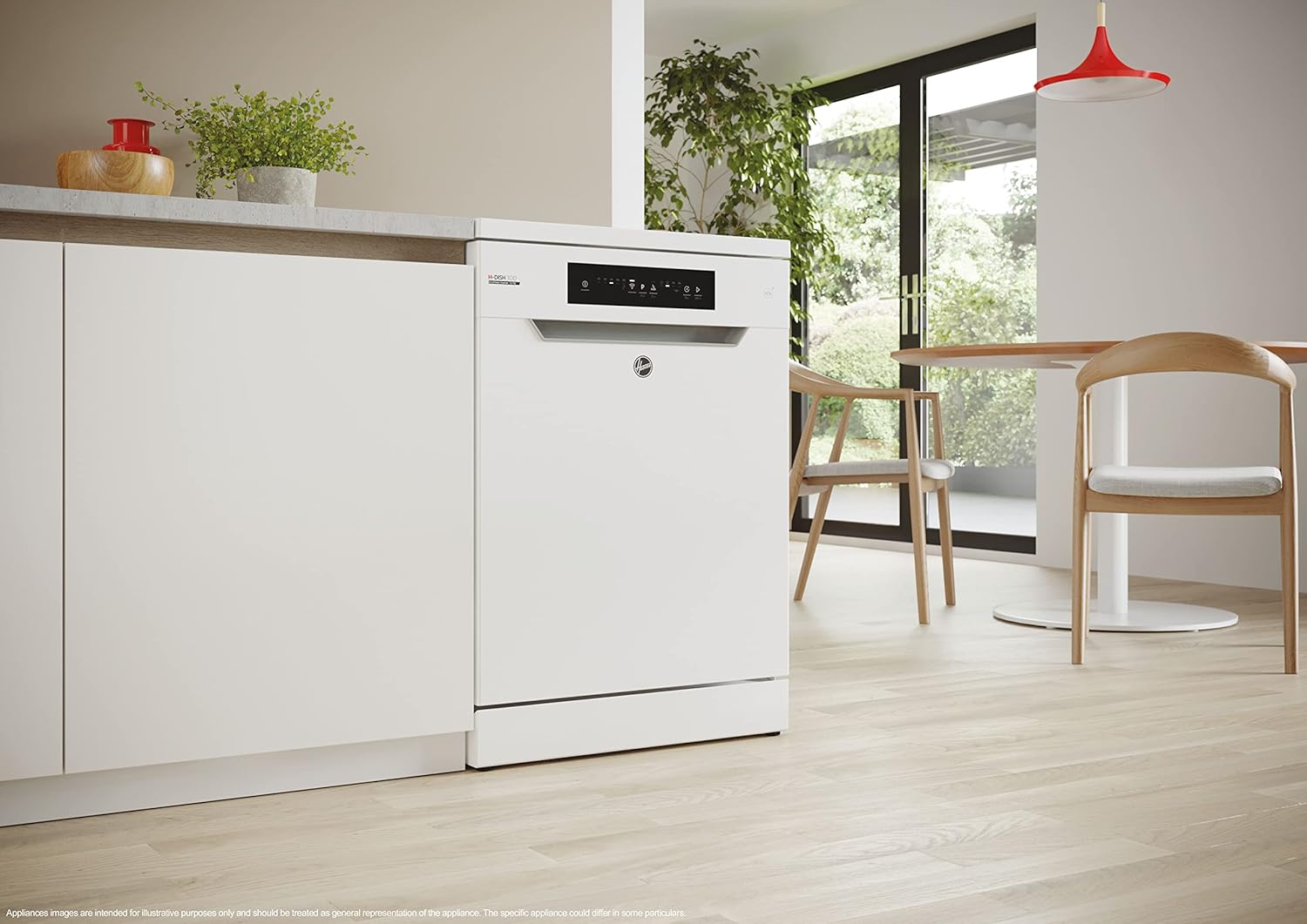 Hoover HF 4C6F0PW Geschirrspüler; 14 Maßgedecke; Freistehend, 60 cm breit; Energieeffizienzklasse C; Smarte Bedienung mit WiFi + Bluetooth-Technologie