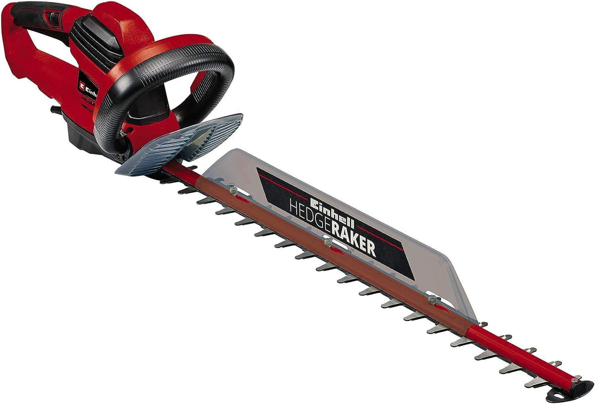 Einhell Elektro-Heckenschere GE-EH 7067 (700 W, Messer aus  geschnittenem u. diamantgeschliffenem Stahl, Metallgetriebe, Stoschutz, inkl. Kcher)
