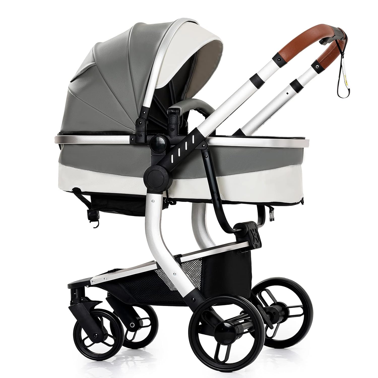 3 in 1 Kombikinderwagen 3 in 1 Reisesysteme Kinderwagen Infant Hochlandschaft Liegender Buggy Kinderwagen Neugeborenen Kinderwagen Faltbarer Standardkinderwagen (906 White)