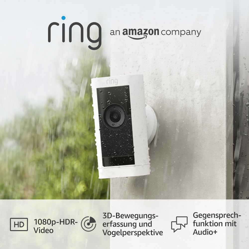 Ring Außenkamera Pro Solar (Stick Up Cam Pro) | Solarbetriebene Überwachungskamera aussen mit 1080p-HDR-Video, WLAN, 3D-Bewegungserfassung, Alexa-kompatibel | 2 Sicherheitskameras