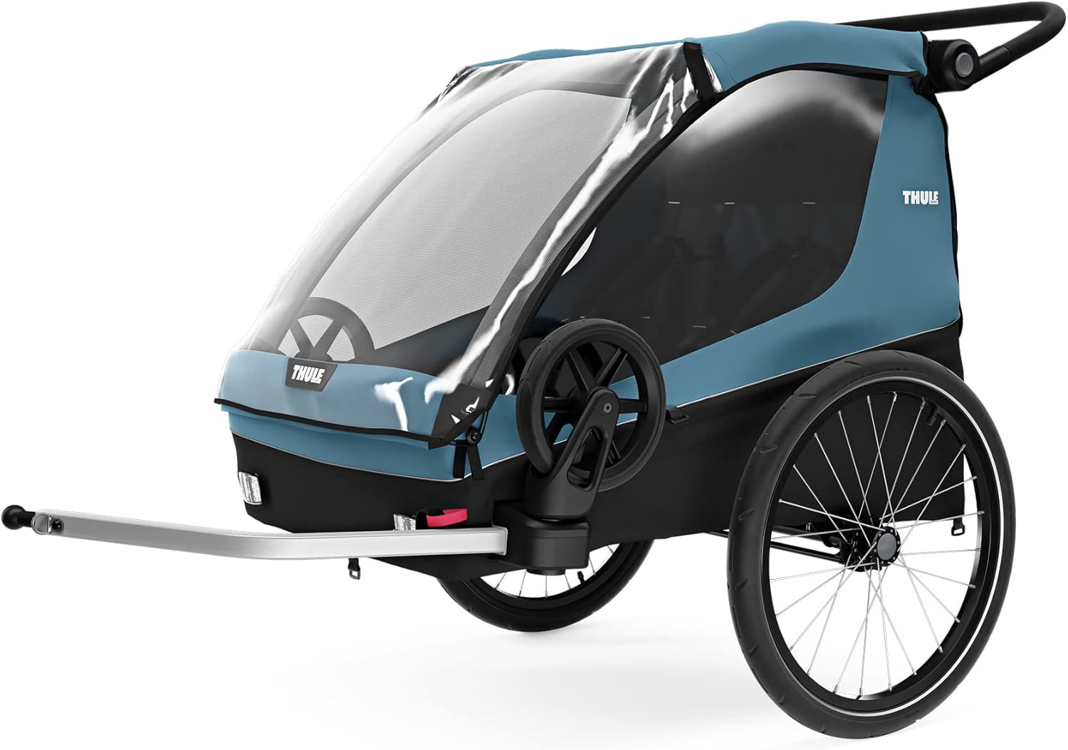 Thule Courier Fahrradanhänger Hunde, Fahrradanhänger für 2 Kinder Aegean Blue One-Size