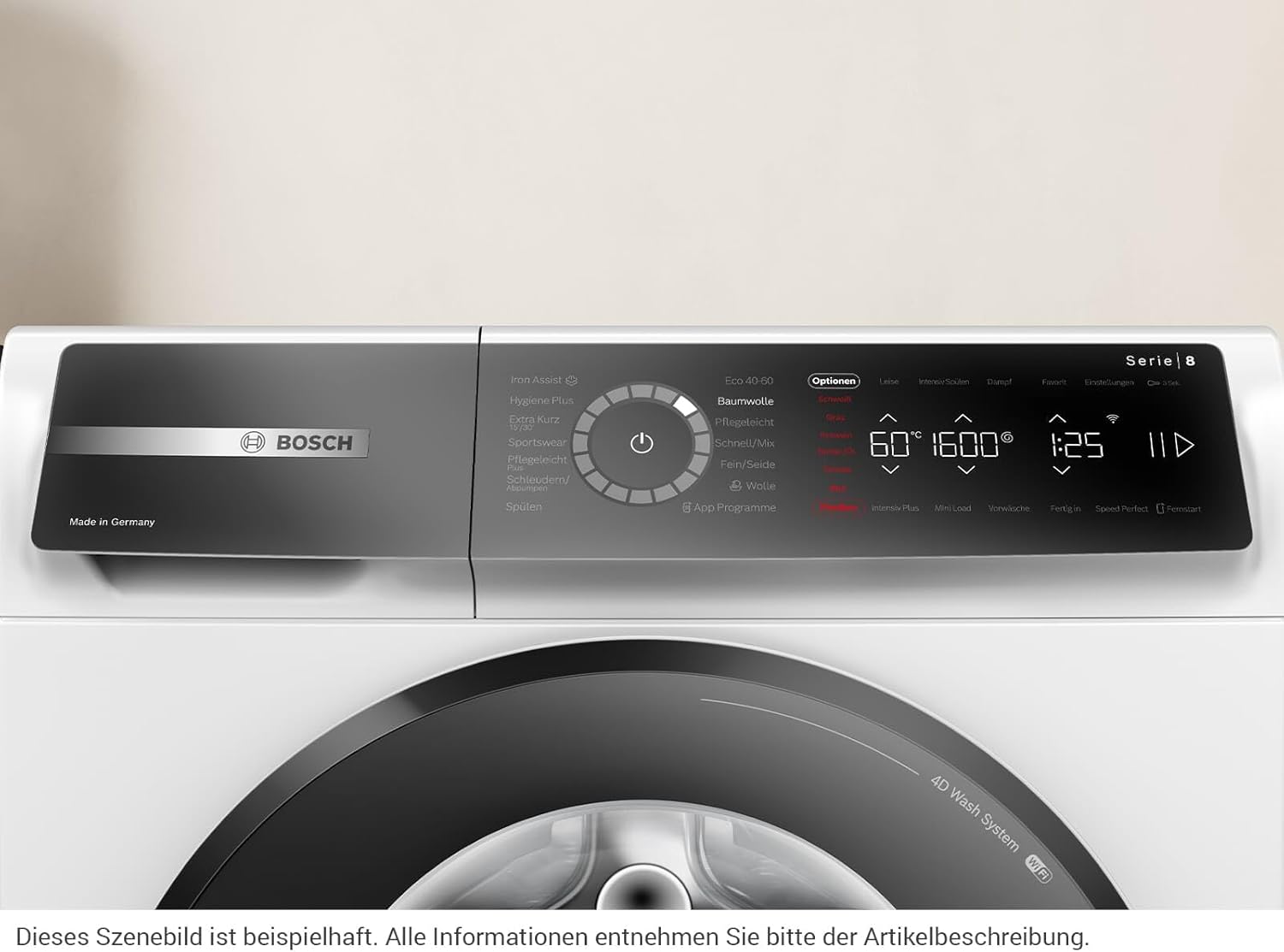 BOSCH WAN28127 Waschmaschine Serie 4, Frontlader mit 8kg Fassungsvermögen, 1400 UpM, Iron Assist, Active Water Plus, EcoSilence Drive, Speed Perfect, Weiß, 60cm