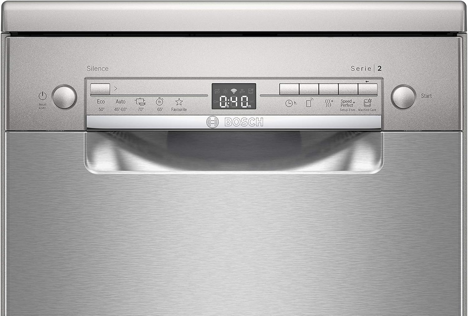 Bosch SPV2IKX10E Serie 2 Smarter Geschirrspüler vollintegriert, 45 cm breit, Besteckkorb, Extra Trocknen auf Knopfdruck, InfoLight roter Lichtpunkt am Boden, AquaStop Schutz gegen Wasserschäden, Weiß