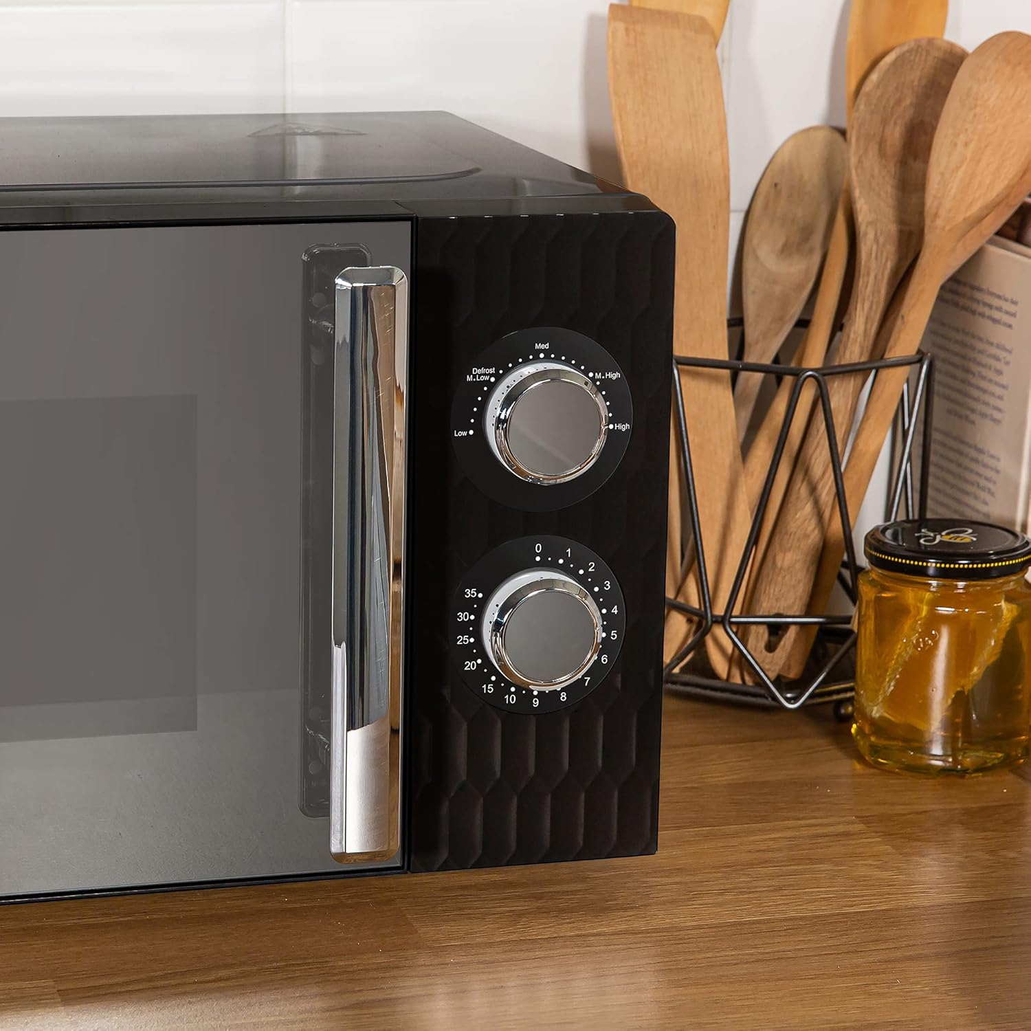 Russell Hobbs Honeycomb RHMM715G 17 Liter 700 W Grau Solo manuelle Mikrowelle mit 5 Leistungsstufen, integrierter Timer und Auftaufunktion