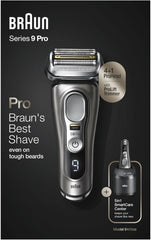 Braun Series 9 Pro Premium Rasierer Herren, Testsieger Stiftung Warentest, 4+1 Scherkopf, Elektrorasierer & Trimmer, Reinigungsstation, 60 Min Laufzeit, 9465cc, noble metal