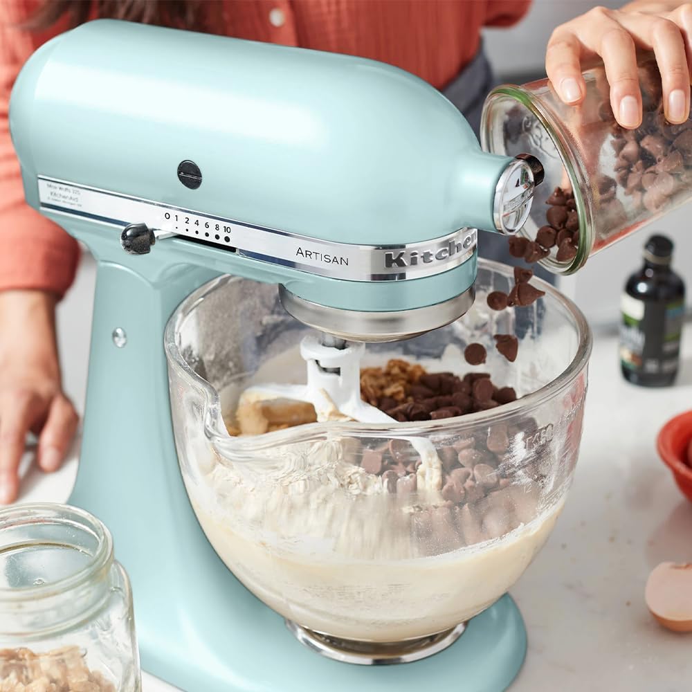 KitchenAid Küchenmaschine I Artisan I Kippbarem Food Processor I Teigknetmaschine mit 5 Zubehör | 2 Schüsseln aus Edelstahl | 4.8 L | Pistaccio