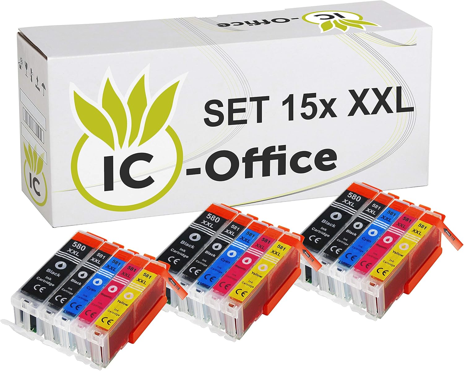 IC-Office TR7650 Farbtintenstrahl Multifunktionsdrucker 4-in-1 (Drucken, Kopieren, Scannen, Faxen, ADF, WLAN, AirPrint) schwarz + 10 XXL Tintenpatronen