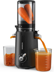 ACOQOOS Entsafter, Entsafter Gemüse und Obst with 110MM Einfüllffnung, Leicht zu Reinigen Slow Juicer Machine with 2 Cups Schwarz