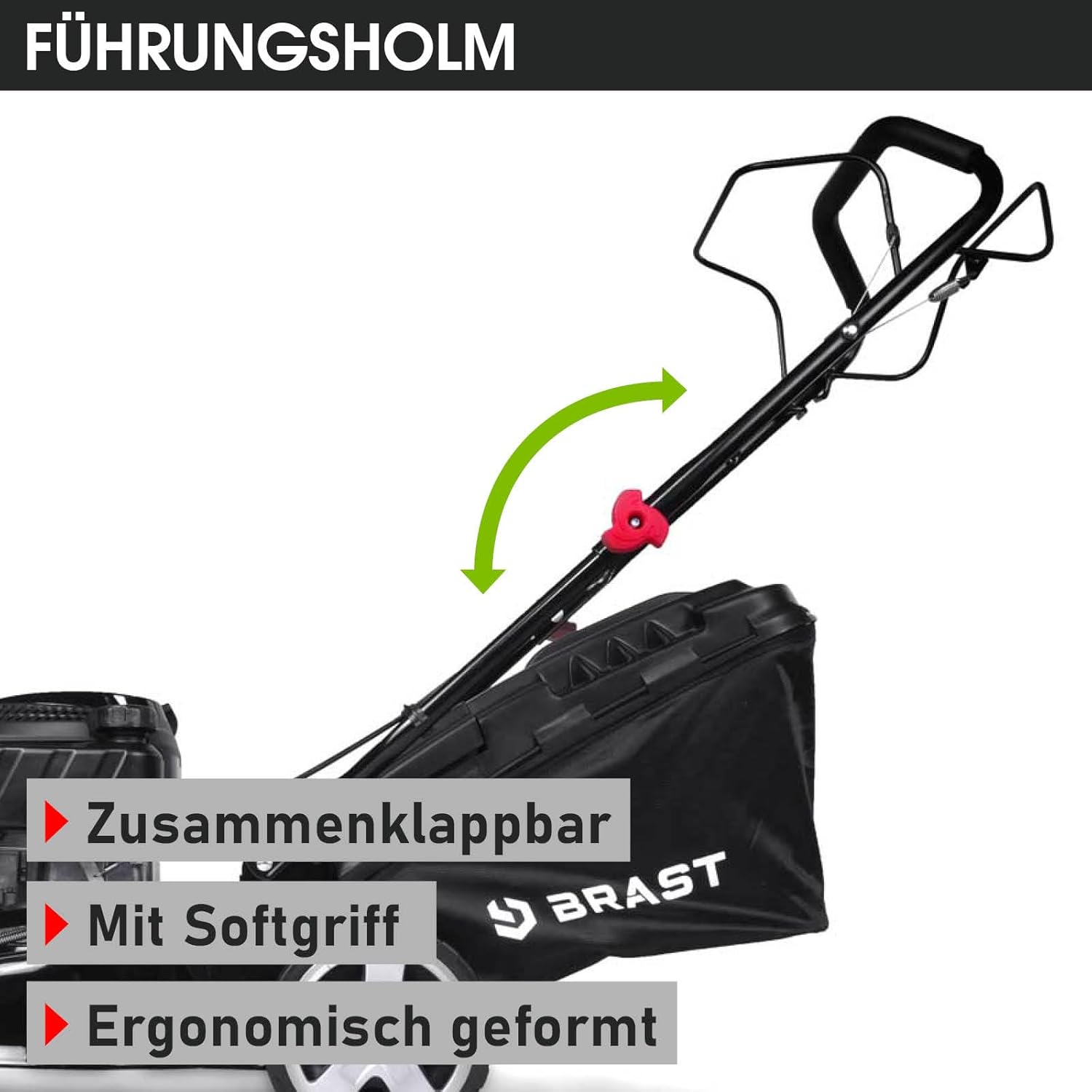 BRAST Benzin Rasenmäher mit Antrieb | 3,0kW (4,1PS) | Elektrostart | 41cm Schnittbreite | viele Modelle | TÜV | 4 Takt OHV Motor | 25-75mm Schnitthöhe | 40L Fangkorb | Stahlgehäuse | 16145 Estart