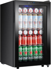 Kalamera Getränkekühlschrank, Bierkühlschrank mit Touch-Bedienfeld, 3-18°C Kühlzone, Flaschenkühlschrank 86 Liter, Blaue LED-Innenbeleuchtung, 41 dB, KRC-86GE