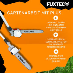 FUXTEC Benzin Motorsense FX-MT252ER 5in1 Multitool, 52 ccm, Tragegurt inkl. 1m Verlängerung 3 PS Kombigerät Heckenschere mit verstellbarem Hochentaster Kombisystem Freischneider 2-Takt