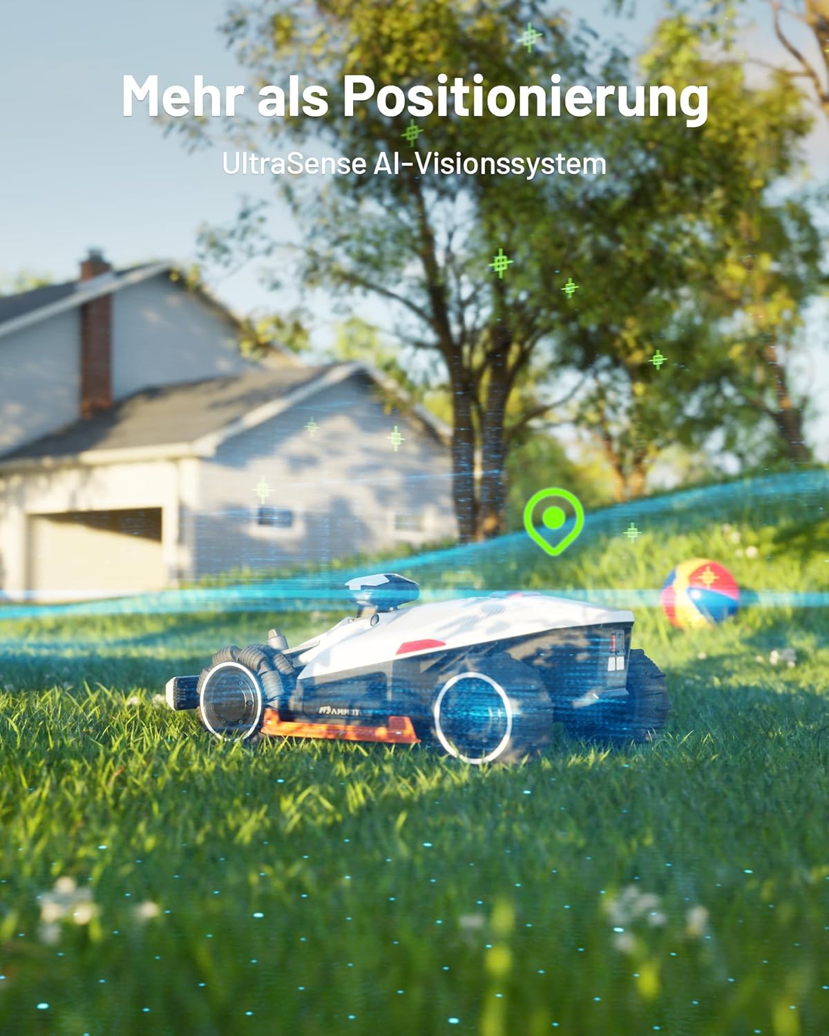 MAMMOTION LUBA 2 AWD 3000X Mähroboter ohne Begrenzungskabel, NetRTK+Vision, Keine RTK-Antenne erforderlich, Auto-Kartierung, Empf. 3000m², Max. 3600m², mit 4G-Modul, 80% Steigung