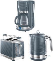 Russell Hobbs Inspire Grey Frühstückset Toaster, Wasserkocher und Kaffeemaschine