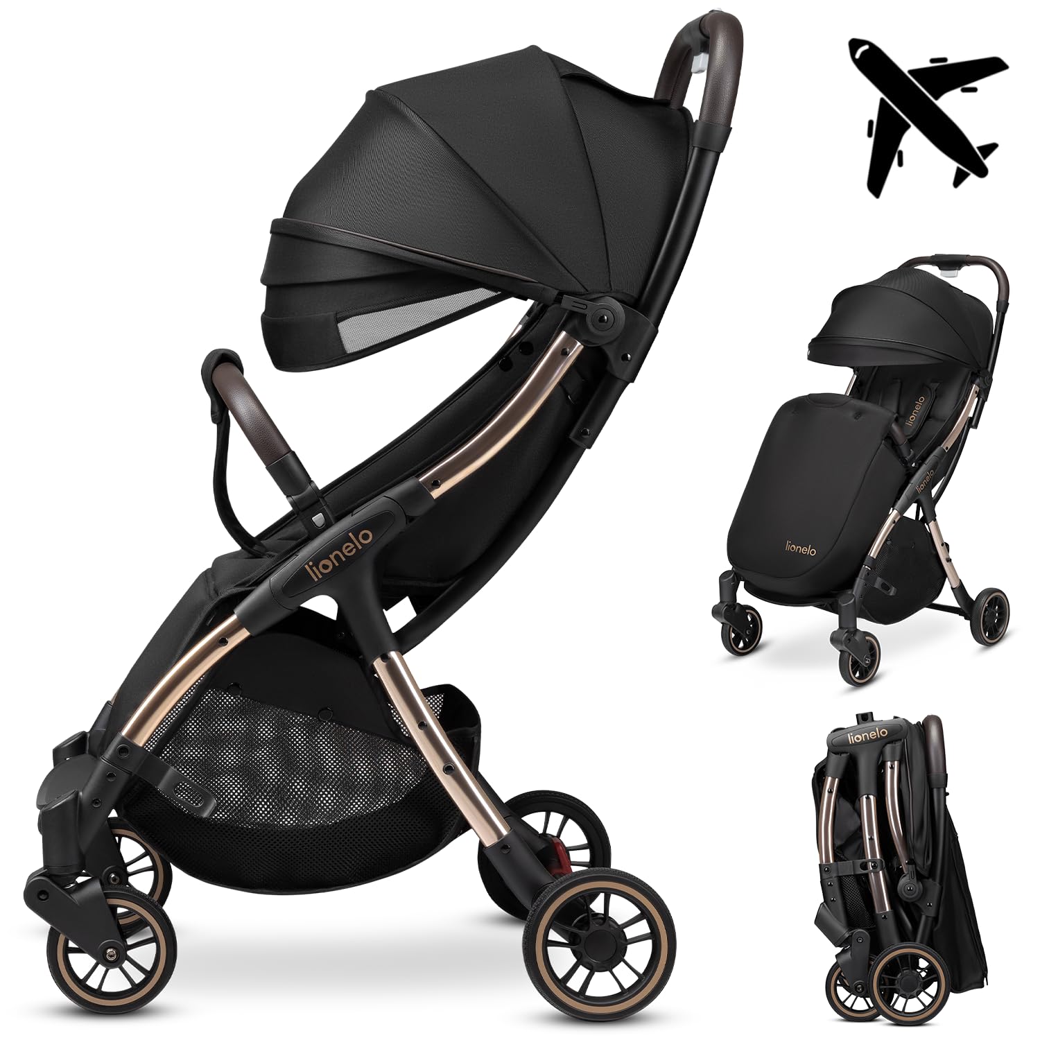 LIONELO Julie One Buggy Kinderwagen bis 22 kg, verstellbare Rückenlehne und Fußstütze, Moskitonetz, Beinwärmer, Getränkehalter und Transporttasche, zusammenklappbar
