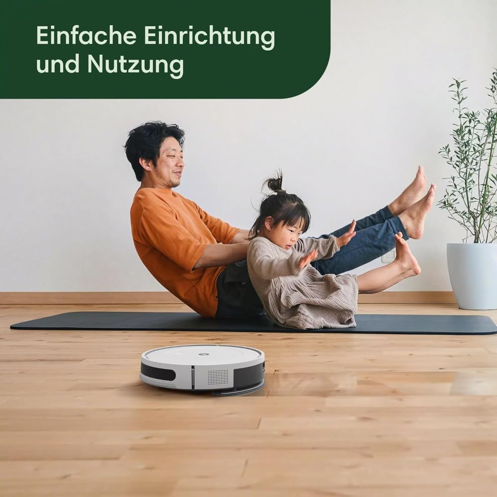 iRobot Roomba Combo Essential Saug- und Wischroboter (Y0112), leistungsstarkes Saugen und Wischen, 4-Stufen-Reinigungssystem, 3 Saugstufen, Spot-Cleaning, steuerbar über App, Tasten oder Sprache, Wei