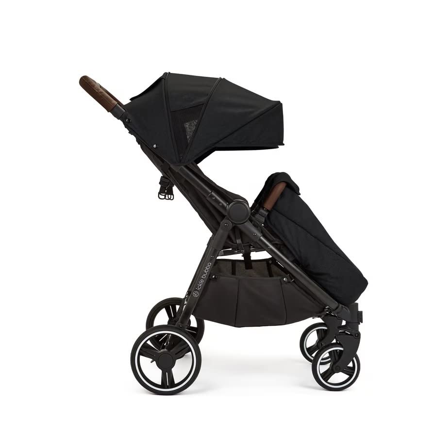 Ickle Bubba Venus Prime Doppelkinderwagen - geeignet von Geburt bis 15 kg (ca. 3 Jahre), leichter, faltbarer Zwillingskinderwagen mit Neugeborenenkokon, 2 Fußwärmern und Regenschutz (Schwarz)