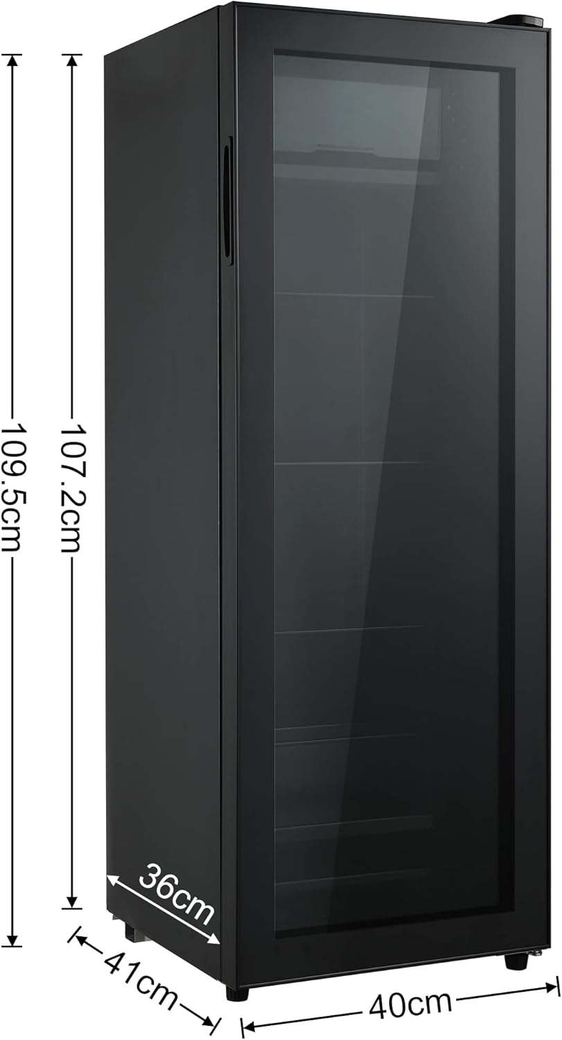 Merax Kühlschrank 128L, Freistehend Getränkekühler mit 120L-Kühlschrank + 8L-Gefrierschrank, mit LED-Innenbeleuchtung und Verstellbare Einlegeböden, Superleise für Restaurant, Bar, Getränke und Bier