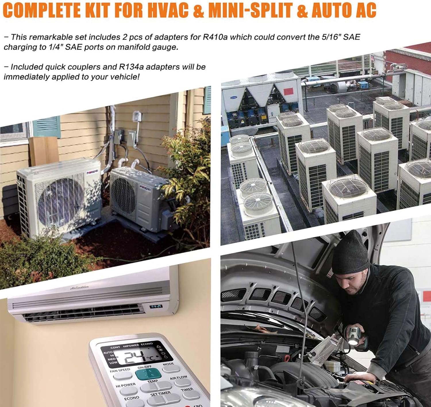 BACOENG Vakuumpumpe klimaanlage Set für HVAC/Auto AC Kältemittelaufladung, Klimaanlage Auto Befüllen Set Ideal für R134A R410A R407C R32