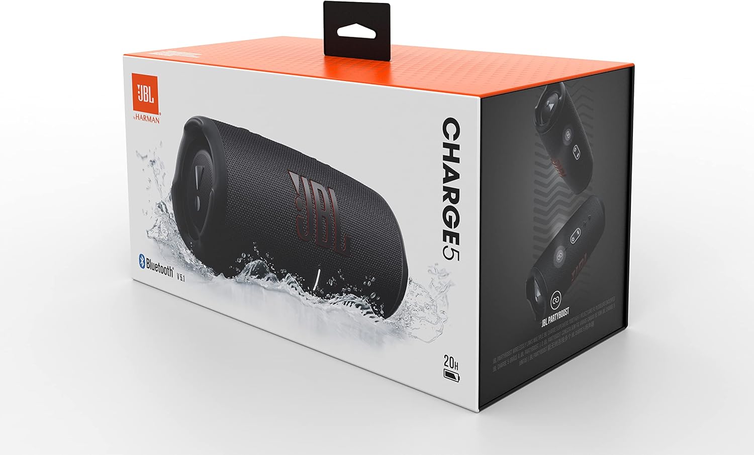 JBL Charge 5 Bluetooth-Lautsprecher in Schwarz – Wasserfeste, portable Boombox mit integrierter Powerbank – Eine Akku-Ladung für bis zu 20 Stunden kabellosen Musikgenuss