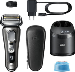 Braun Series 9 Pro Premium Rasierer Herren, Testsieger Stiftung Warentest, 4+1 Scherkopf, Elektrorasierer & Trimmer, Reinigungsstation, 60 Min Laufzeit, 9465cc, noble metal