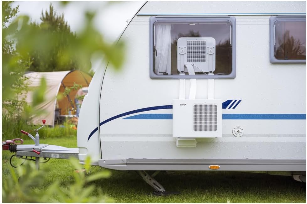 EUROM Split Klimaanlage AC2401 für Wohnwagen, Wohnmobil, Camping, Boot, Bus, Camper, Caravan, Mobilheim | Mobiles Klimagerät mit 2400 BTU | Verbessertes Modell dem legendären Klima AC2400