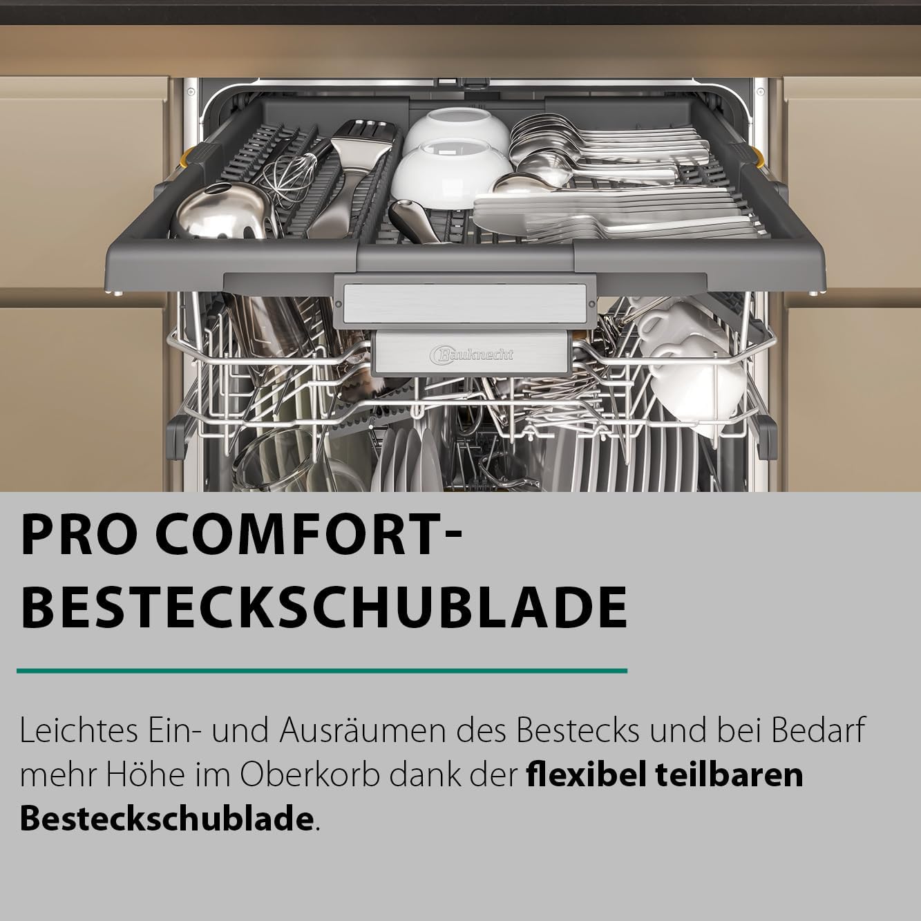 Bauknecht B7F HP43 XA Freistehender Geschirrspüler/ 60 CM/ 15 Maßgedecke/PowerClean Pro-Effektive Hochdruckdüsen/Natural Dry-Automatische Türoffnung-Bessere Trocknung/Maxi Space-Mehr Innenraum