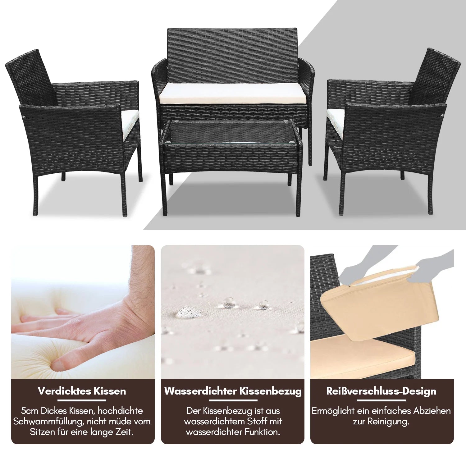 Sonnewelt Polyrattan Sitzgruppe Gartenmbel Set