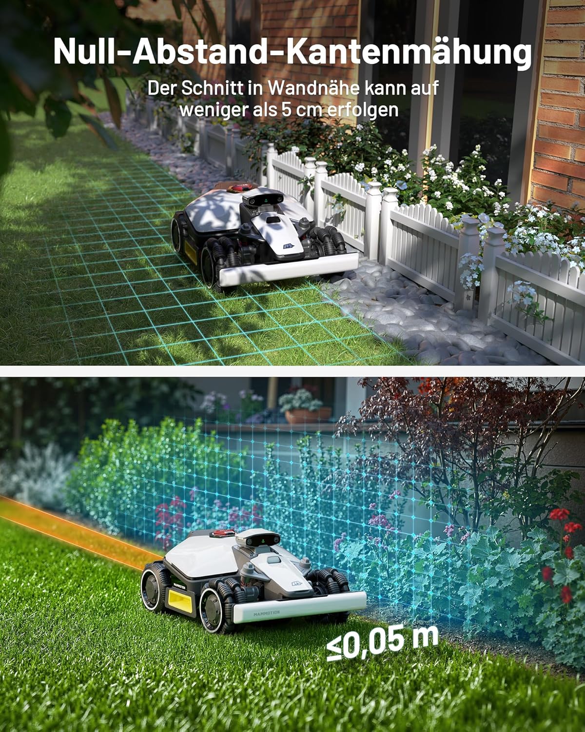 MAMMOTION LUBA 2 AWD 3000X Mähroboter ohne Begrenzungskabel, NetRTK+Vision, Keine RTK-Antenne erforderlich, Auto-Kartierung, Empf. 3000m², Max. 3600m², mit 4G-Modul, 80% Steigung