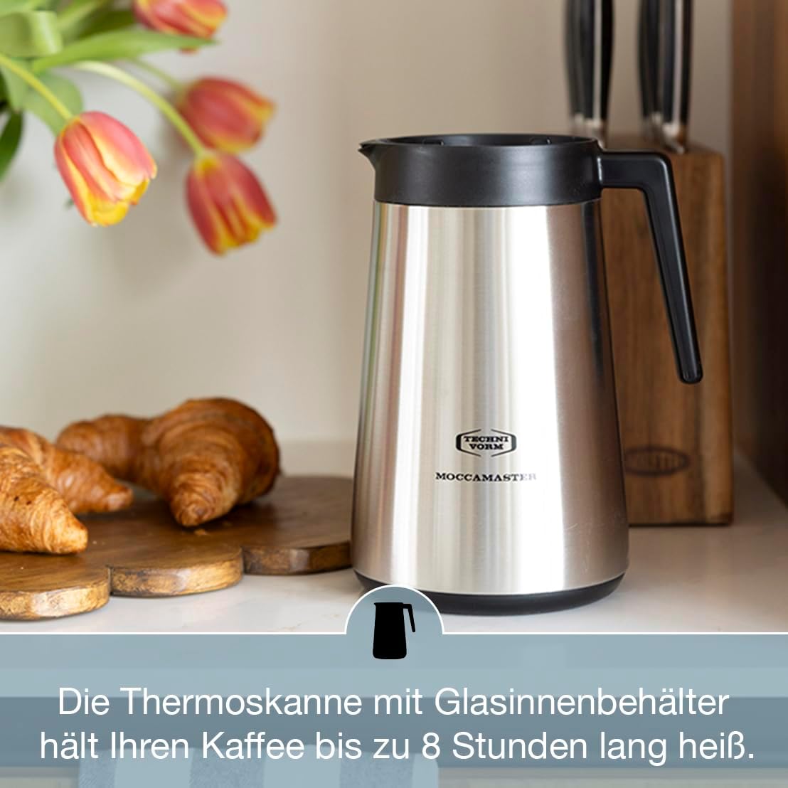 Moccamaster KBGT, Filterkaffeemaschine mit Thermoskanne, Filterkaffeemaschine, Off-White, 1.25L
