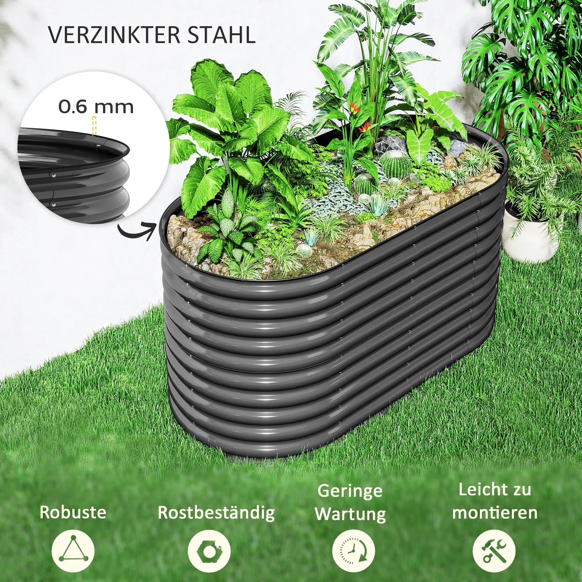 Hochbeet 160x80x80 cm aus Stahl für Garten & Balkon