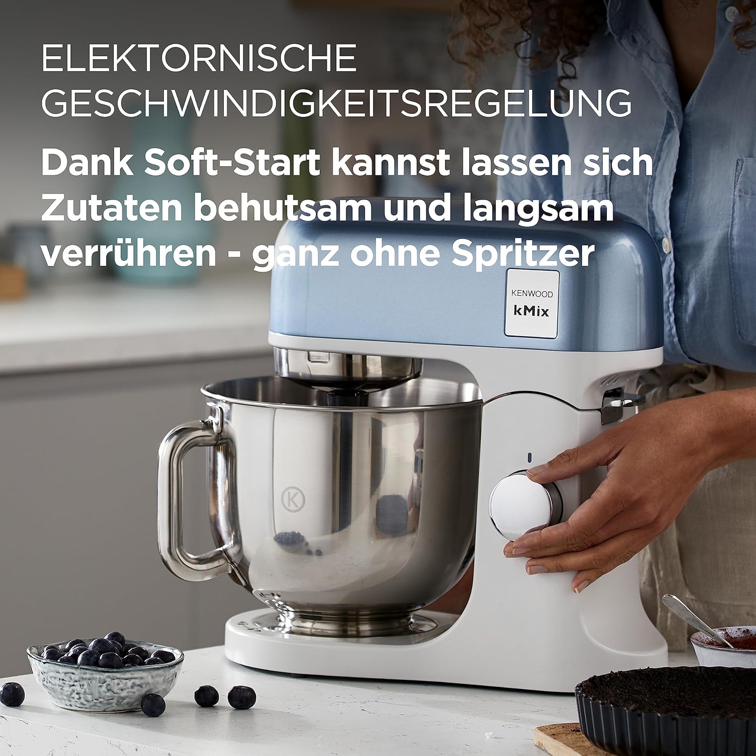 Kenwood kMix KMX750RD Küchenmaschine, 5 l Edelstahl Schüssel, Safe-Use-Sicherheitssystem, Metallgehuse, 1000 Watt, inkl. 3-Teiligem Patisserie-Set und Spritzschutz, Rot
