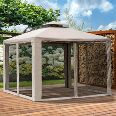 Outsunny Gartenpavillon mit Moskitonetz Doppeldach UV-Schutz