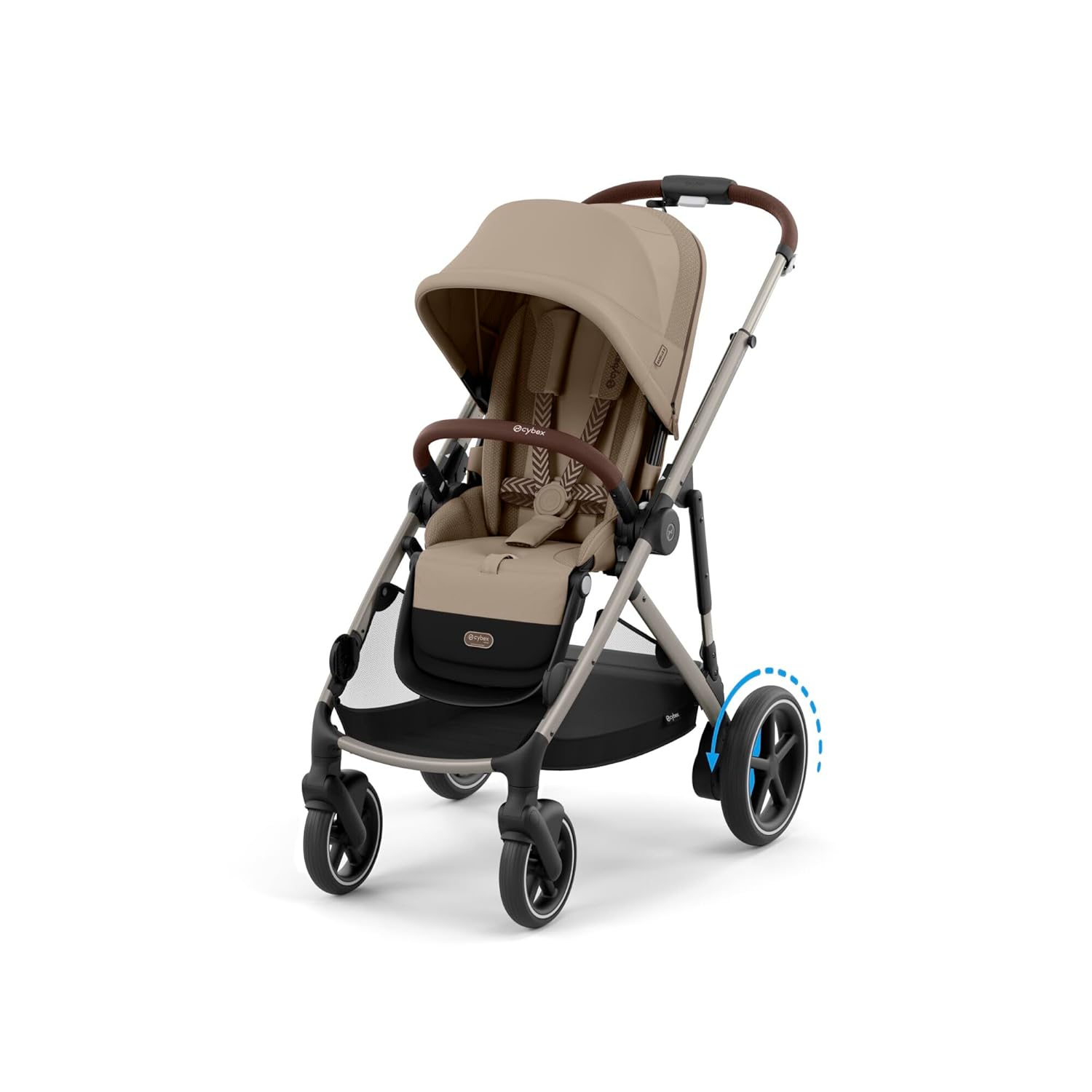 CYBEX Gold Kinderwagen e-GAZELLE S, Ab Geburt bis ca. 4 Jahre, Max. 22 kg (Single-Modus) / 2x 22 kg (Duo-Modus), All-in-1-System mit E-Antrieb und 20+ Konfigurationen, Moon Black