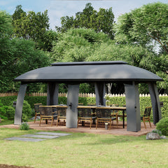 Outsunny Gartenpavillon mit Winddach und Vorhängen
