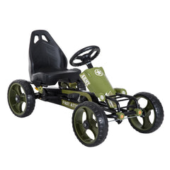 HOMCOM Kinder Gokart Tretauto Armee-Design Handbremse verstellbar