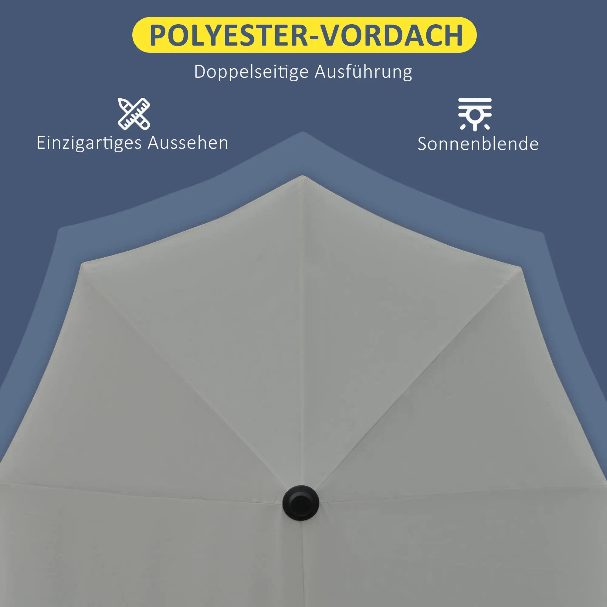 Outsunny Halbrundschirm Sonnenschirm mit Handkurbel Belüftung