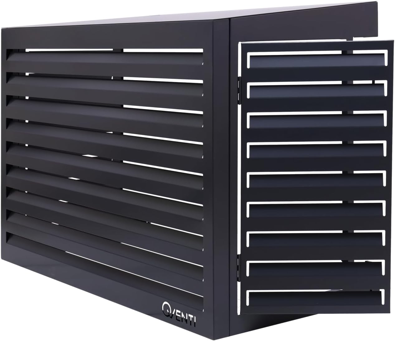 Qventi Abdeckung für Klimaanlage - Anthrazit/Grau - Aluminium - Schutzgitter - Verkleidung - Einfache Montage - Größe S - Außenmaße (LxBxH): 100 x 50 x 75 cm