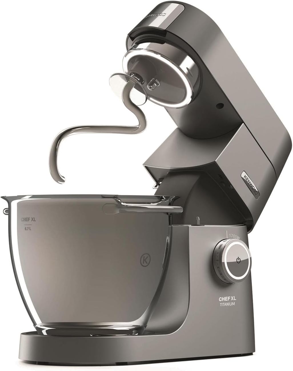Kenwood Titanium Chef Baker KVL85.424SI Küchenmaschine mit integrierter Waage, inkl. 4-teiligem Patisserie-Set, 7 L und 5L Rührschüssel, stufenloser Geschwindigkeitsregler, 1200 W, Silber