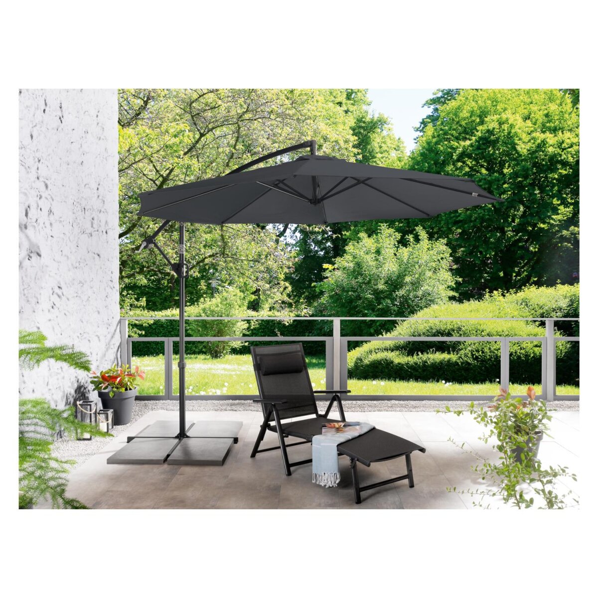 LIVARNO home Ampelschirm, 3 m, mit Handkurbel, anthrazit - B-Ware sehr gut
