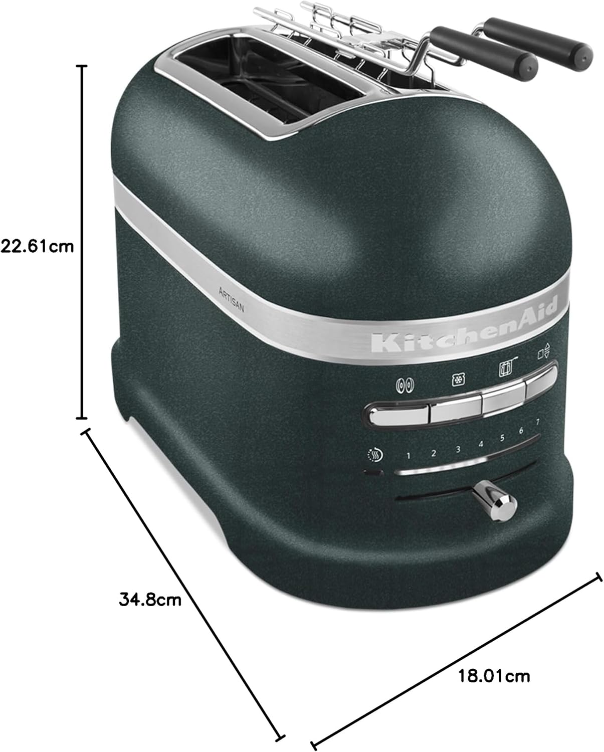 KitchenAid Toaster für 2 Scheiben mit Sandwich-Zange | Artisan | Retro Toast Machine | Verschiedene Funktionen und Bräunungsstufen | Grün
