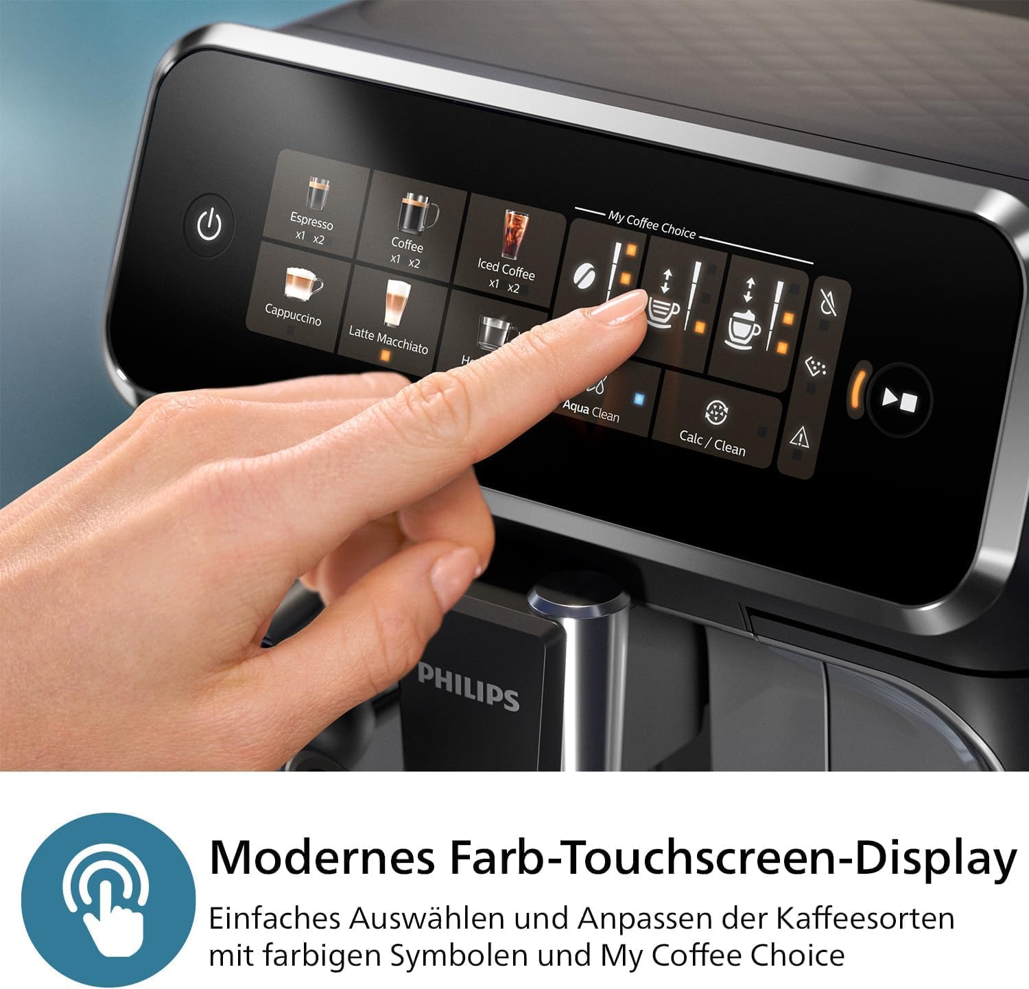 Philips Serie 2200 Kaffeevollautomat – Klassischer Milchaufschumer, Intuitives Touchdisplay, mattes Schwarz (EP2220/10)