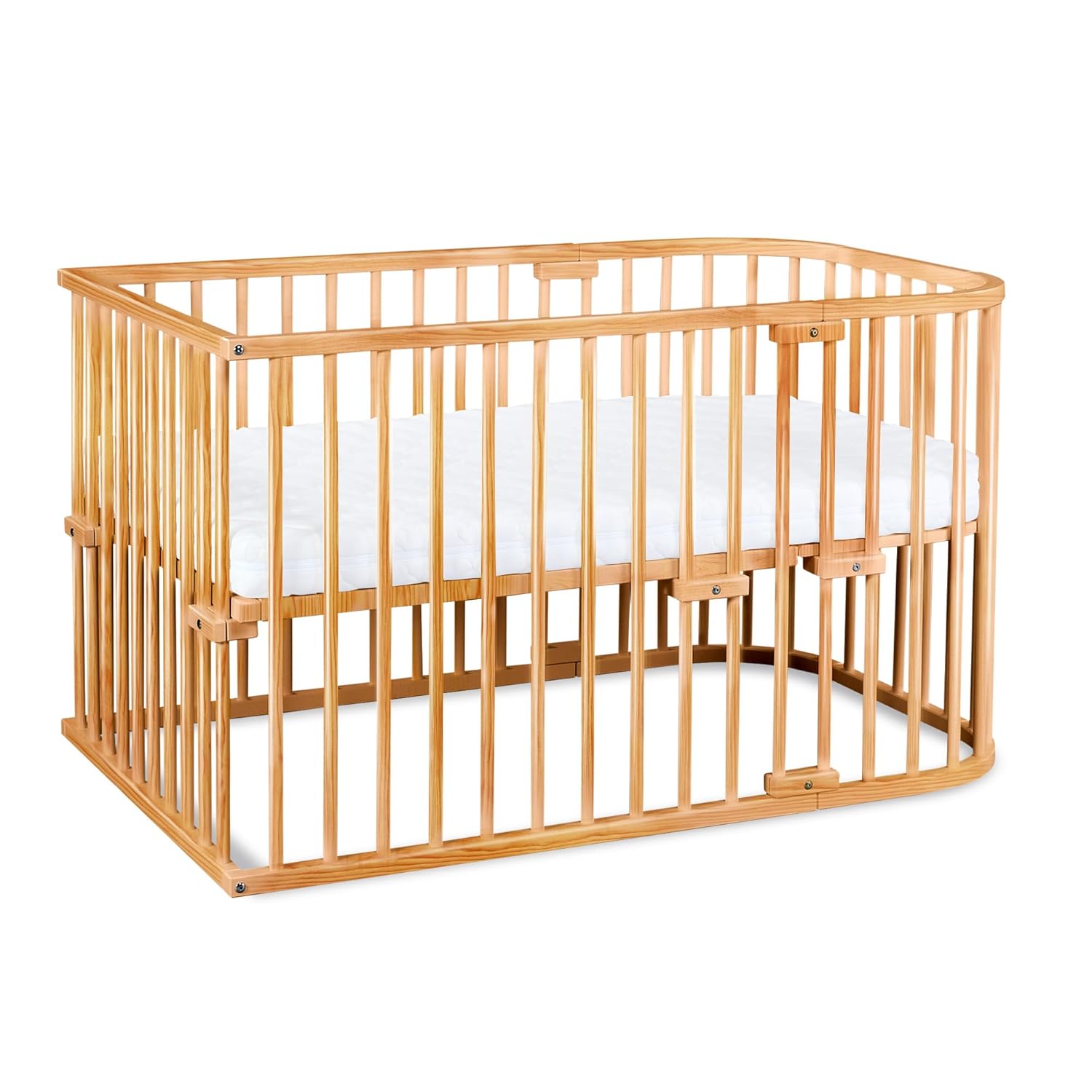 babybay Original Beistellbett aus massivem Buchenholz / kompakt & verwandelbar / Kinderbett Höhe stufenlos verstellbar & umweltfreundlich / mitwachsendes Babybett (weiß lackiert) / inkl. Matratze
