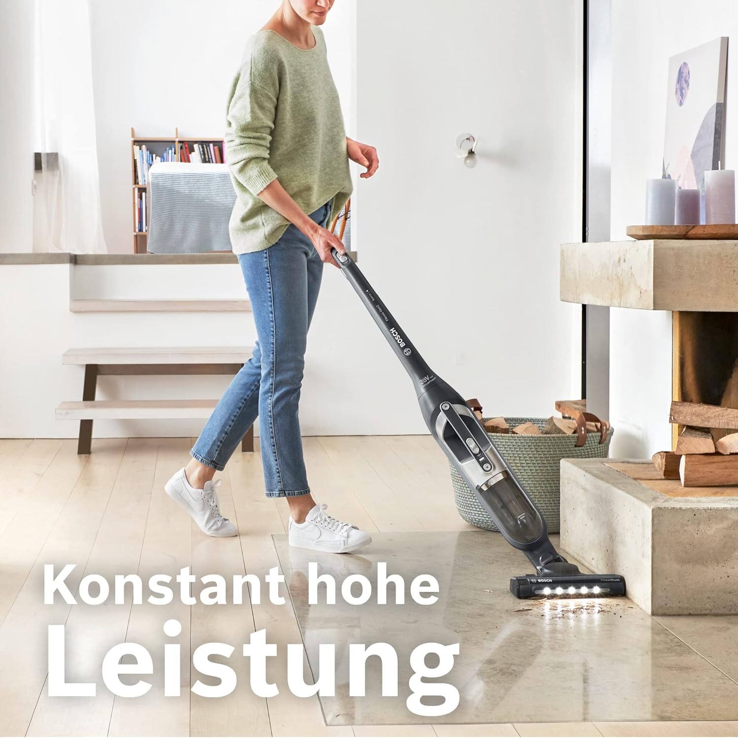 Bosch Akku-Staubsauger Flexxo 2in1 Serie 4 BBH32101, kabelloser Handstaubsauger, beutellos, hohe Saugleistung, Lange Laufzeit, Kurze Ladezeit, Fugendüse, alle Bodenarten, schwarz