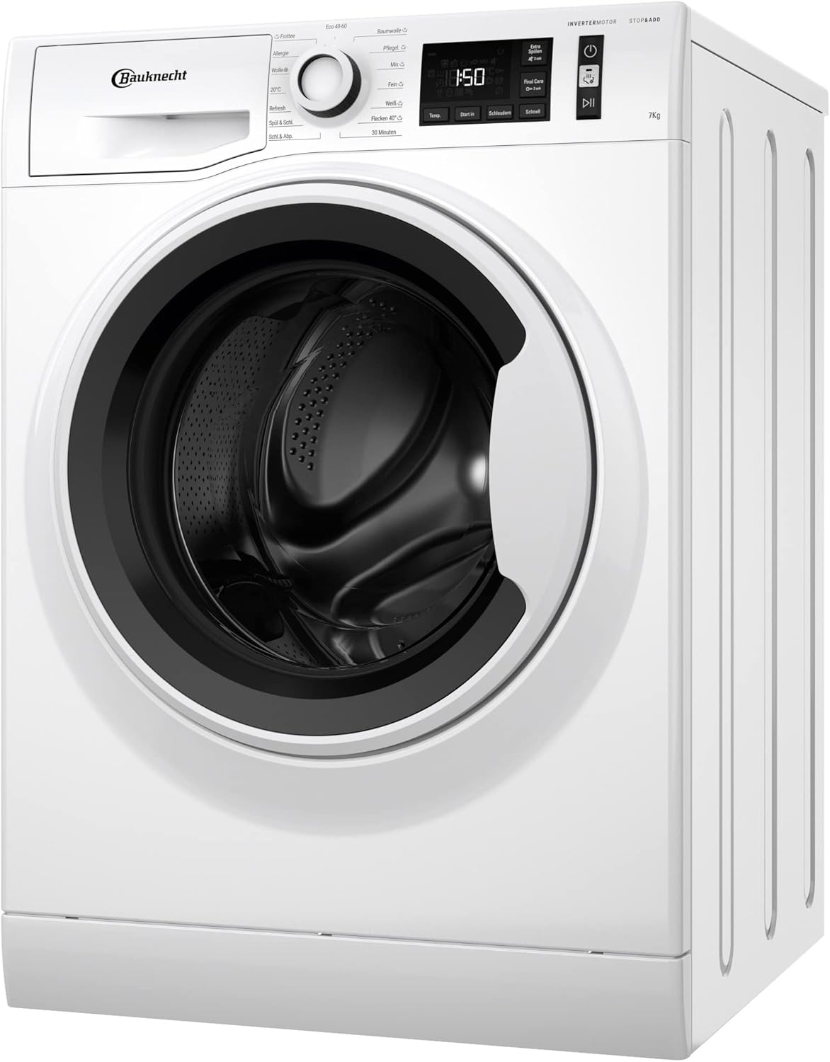 Bauknecht W Active 711 B Waschmaschine-Frontlader/ 7kg/ 1400 U/min/Kraftvolle Fleckentfernung/Dampf Programme/Steam Hygiene mit Antivirus/Steam Refresh/Stopp&Add Funktion/Dynamic Inverter-Motor
