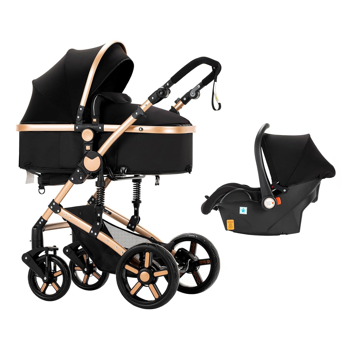3 in 1 Kombikinderwagen 3 in 1 Reisesysteme Kinderwagen Infant Hochlandschaft Liegender Buggy Kinderwagen Neugeborenen Kinderwagen Faltbarer Standardkinderwagen (906 White)