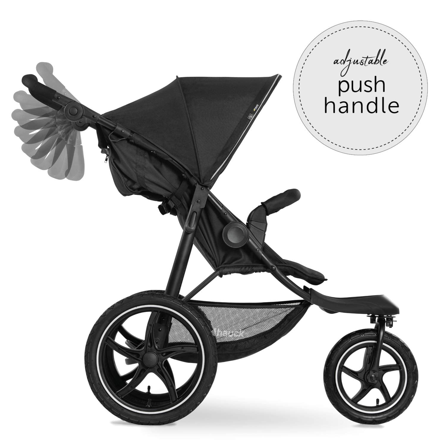 hauck Kinderwagen Runner 2, Dreirad Buggy mit XL Lufträder für Kinder bis 22 kg, UV-Schutz 50+, Belüftungsfenster, Höhenverstellbar, Faltbar, XL Korb bis 3 kg, Liegefunktion (Black)