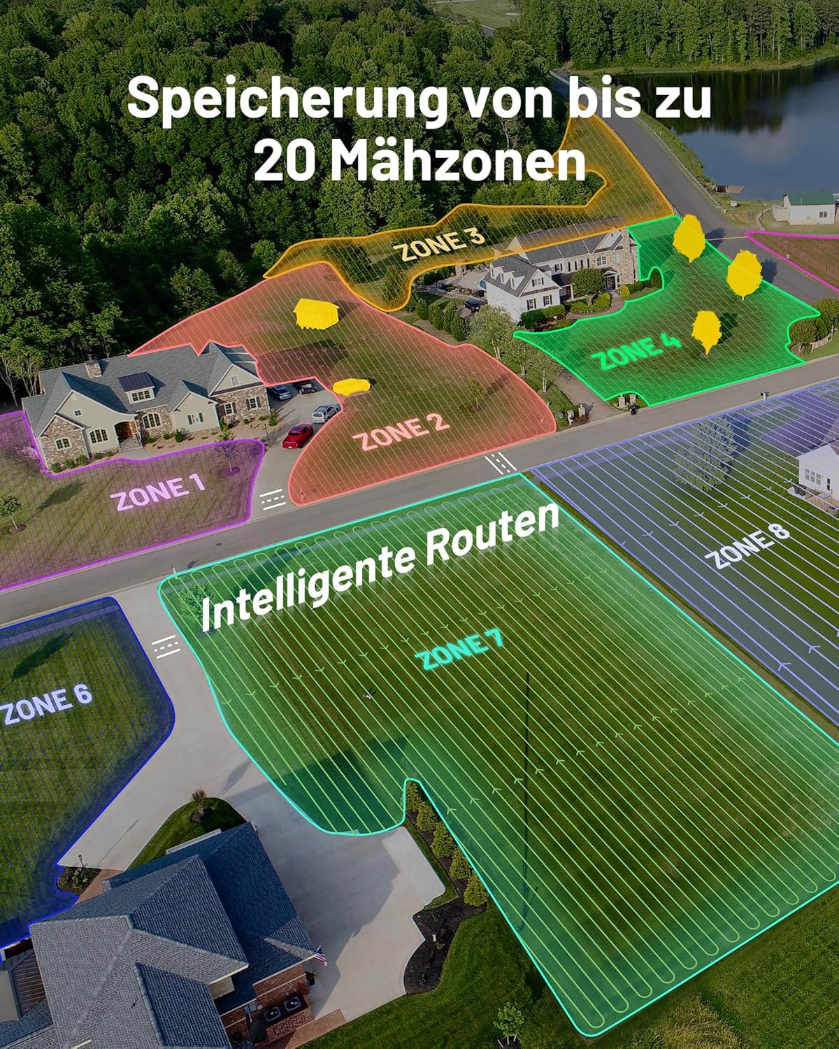MAMMOTION LUBA 2 AWD 3000X Mähroboter ohne Begrenzungskabel, NetRTK+Vision, Keine RTK-Antenne erforderlich, Auto-Kartierung, Empf. 3000m², Max. 3600m², mit 4G-Modul, 80% Steigung