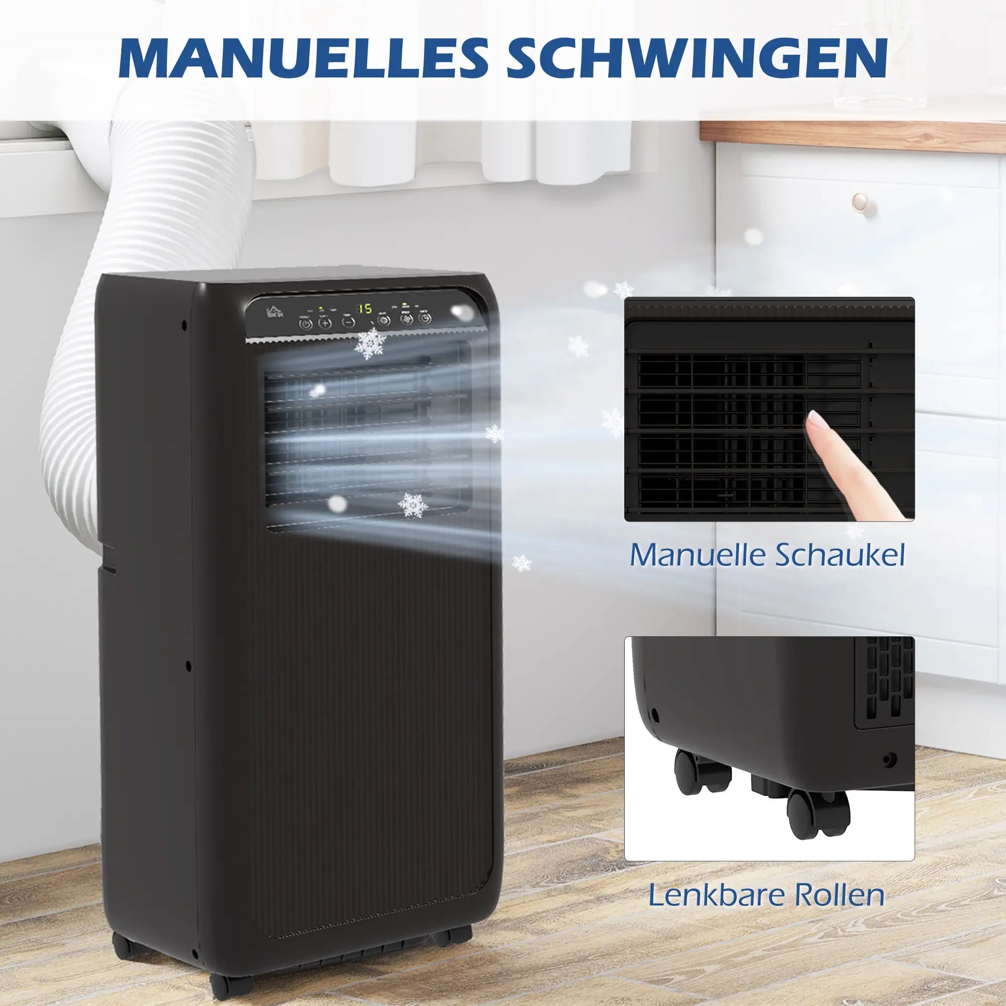 HOMCOM mobile Klimaanlage 3in1 9000BTU Timer Fernbedienung