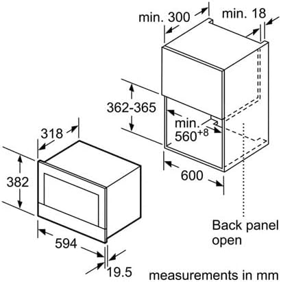 Bosch BFL634GB1 Serie 8 Einbau-Mikrowelle, 38 x 60 cm, 900 W, Türanschlag Links, AutoPilot 7 7 Automatikprogramme, Reinigungsunterstützung, TFT-Touchdisplay, LED-Beleuchtung gleichmäßige Ausleuchtung