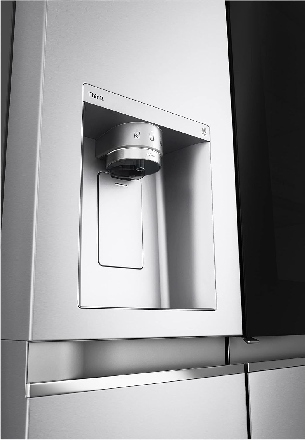 LG GSGV81PYLL Side by Side Kühlschrank, Klasse E, 635 L, Instaview, Kühlschrank mit Gefrierfach, Eis-, Crushed Ice- Wasserspender, Total NoFrost, Smart Inverter Kompressor, Wi-Fi